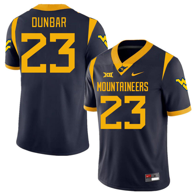 #23 Trae'von Dunbar West Virginia Mountaineers College 2024 New Uniforms Football Jerseys Stitched Sale-Navy